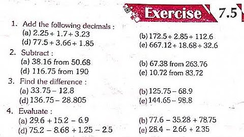 Class 6 maths/ Chapter 7/ Decimals Exercise 7.5/Decimal Add/Addition/subtraction #decimal
