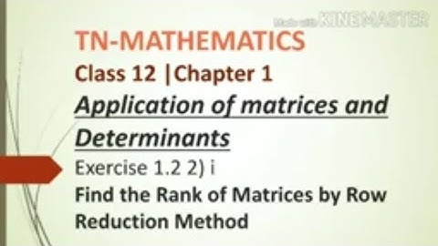 Class 12|chapter 1| Exercise 1.2 2)i |Rank of Matrices by Row Reduction Method