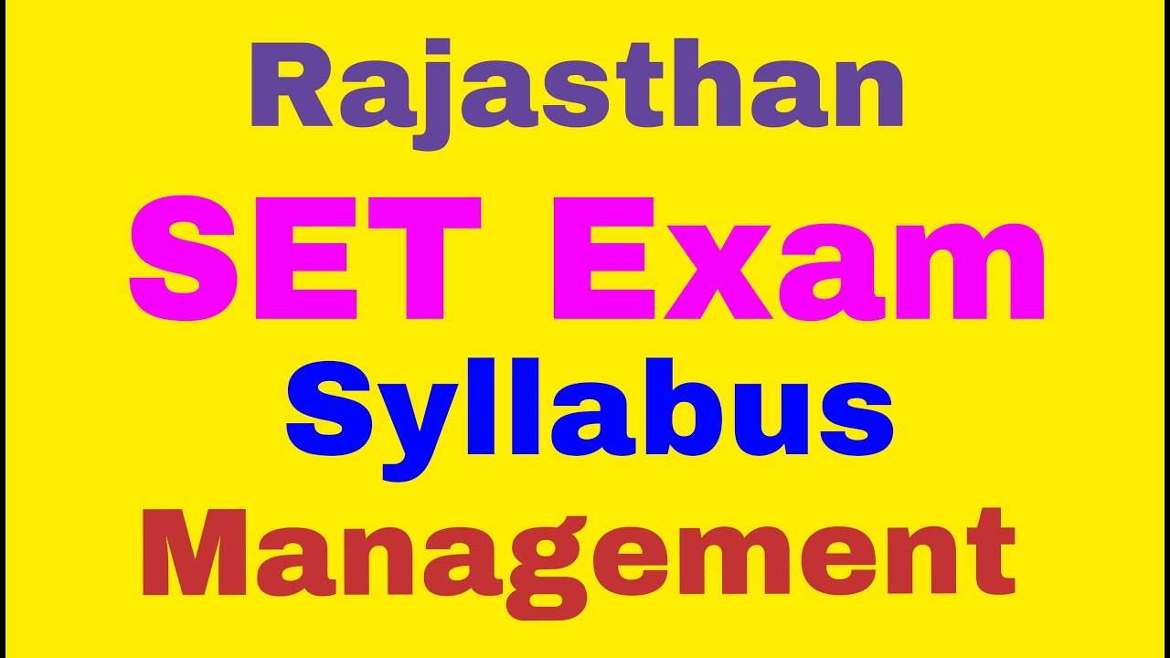 Rajasthan SET Exam Syllabus - Management