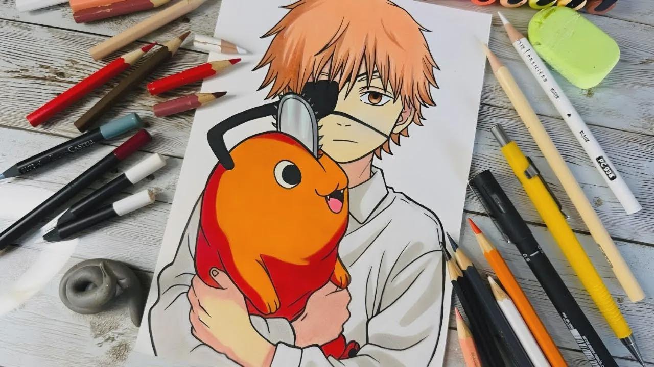 Dessine facilement Denji et Pochita de Chainsaw Man