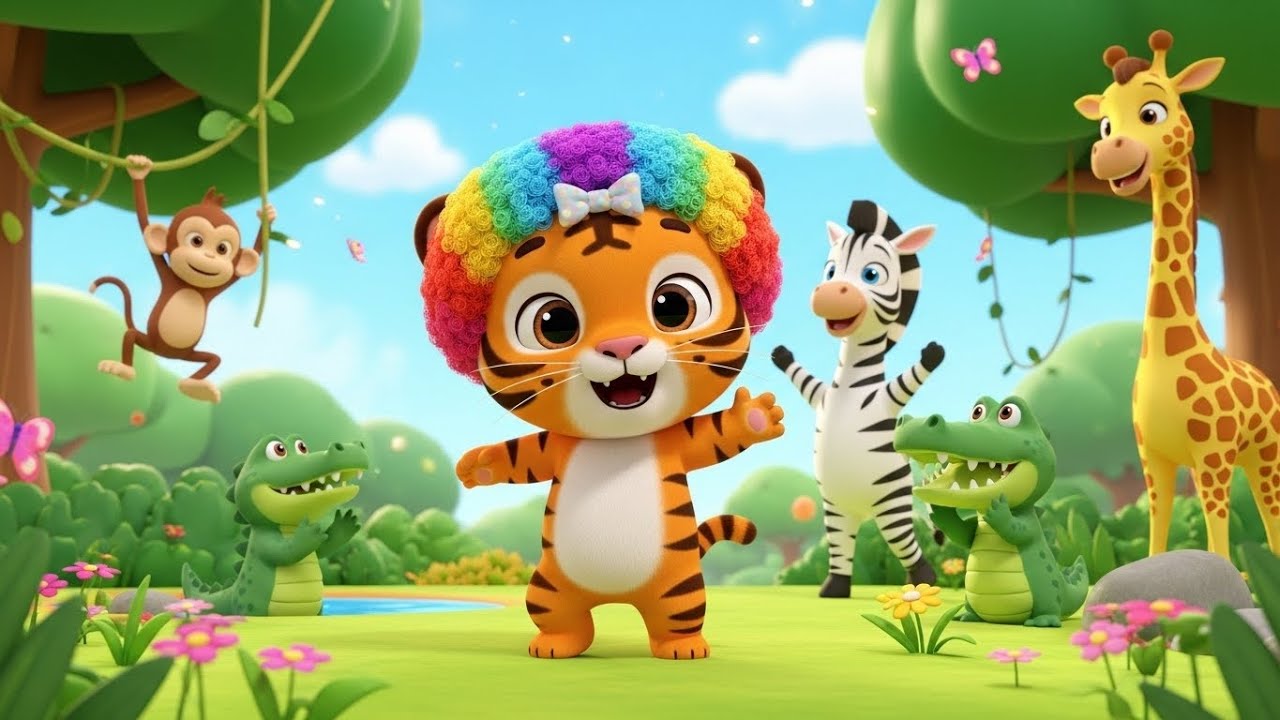 Tina Tiger Wears a Wig 🐯🎀 | Funny Animal Song for Kids | Silly Nursery Rhyme