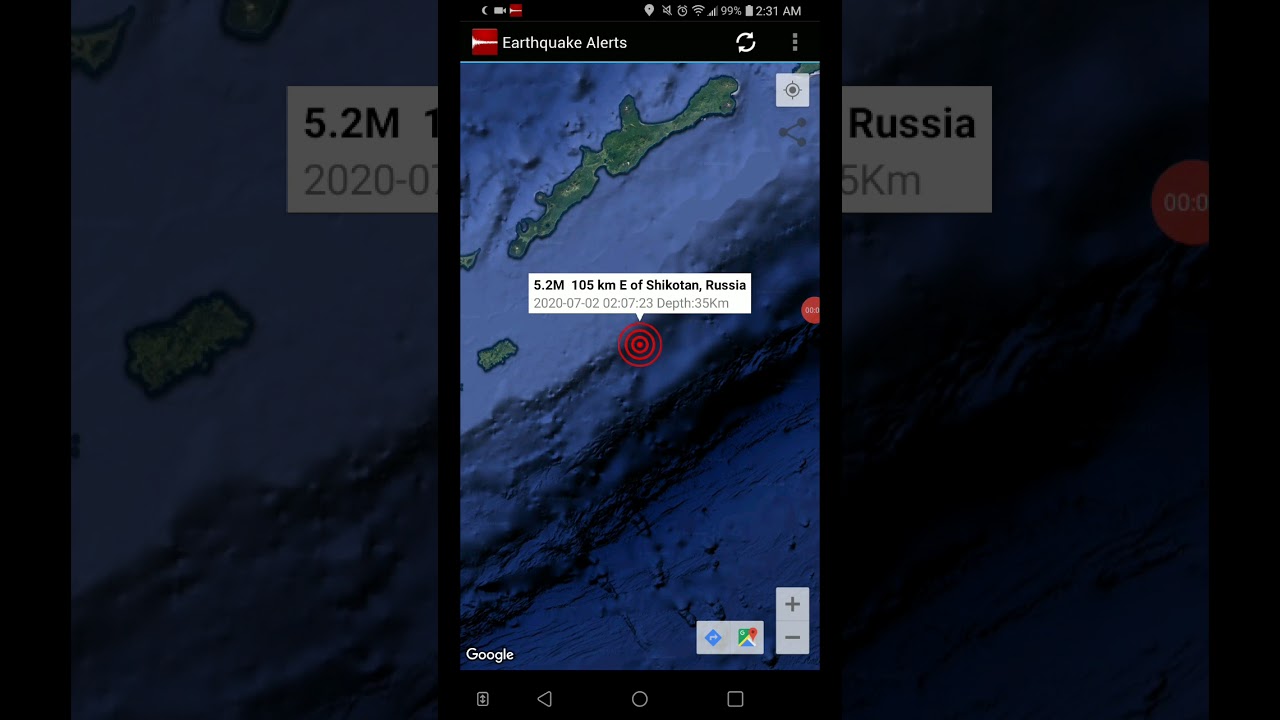 5.2 Earthquake Shikotan, Russia 7-2-20