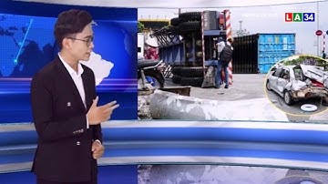 Bà Rịa - Vũng Tàu: Thùng container văng xuống đường, ôtô biến dạng | LONG AN TV