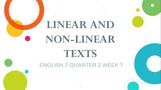 ENGLISH 7 Q2 SLHT WEEK 7: LINEAR AND NON-LINEAR TEXTS