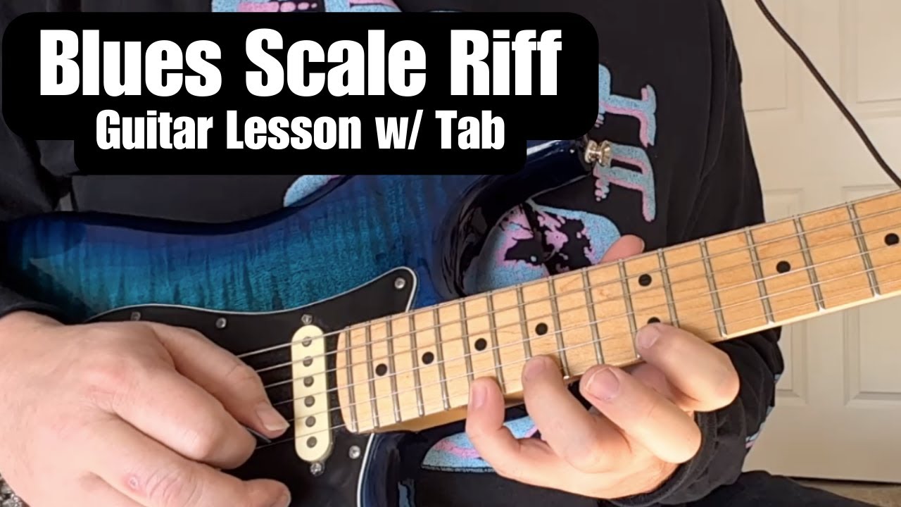 Scale For Riff BLUES SCALE w/ b5 - Ascending 4s Riff Guitar Lesson + Tutorial w/ TABS ...