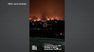 Santa rosa resident james randolph captured wildfires early monday
morning as they made their way through the city. eight counties in
california have declare...