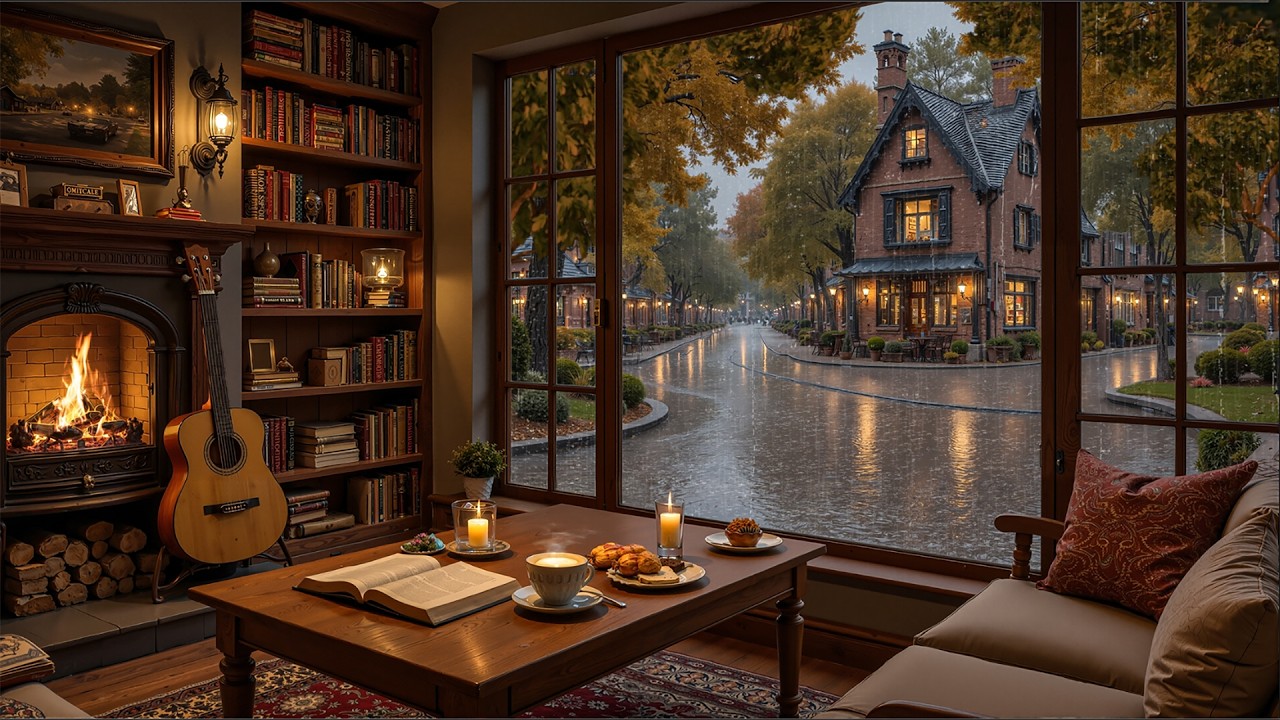 Cozy Rainy Jazz Vibes 🌧️ Relaxing Jazz Music & Coffee Shop Ambience for ...
