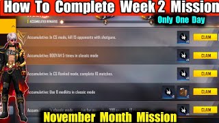 HOW TO COMPLETE WEEK 2 MISSION ELITE PASS 42 || FREE FIRE NOVEMBER MONTH MISSION / NEW MISSION