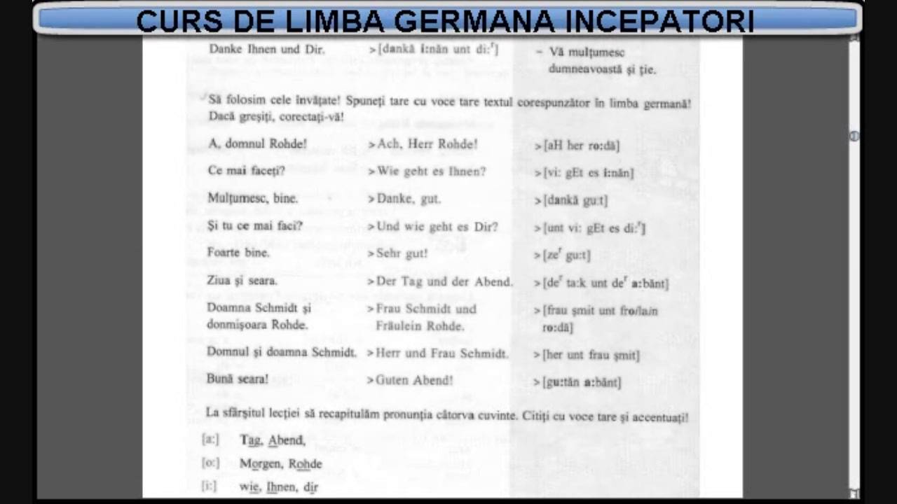 Curs De Limba Germana Incepatori Tema Dictionar Lectia 1 Youtube