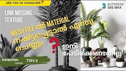 Missing Texture or material in mesh file /Autodesk 3ds max / malayalam Tutorial /3d home tips