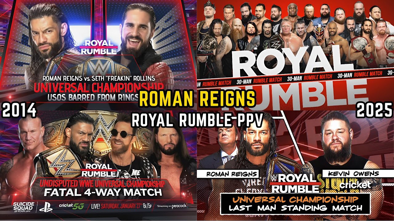 Every WWE Roman Reigns Royal Rumble PPV Match Card & Results Compilation (2014-2025)