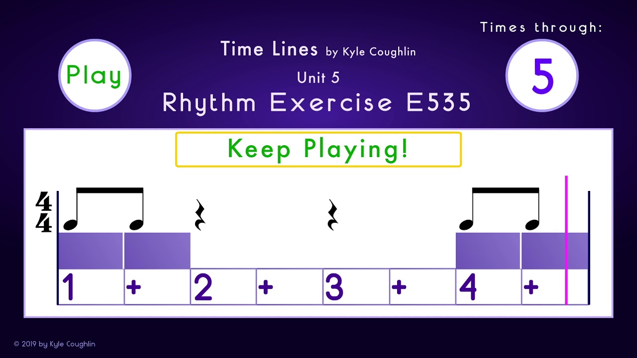 How to Play Eighth Notes in 4/4 Exercise E535 Time Lines YouTube