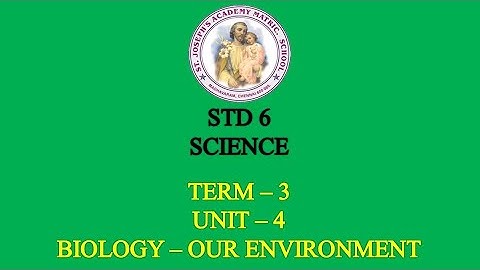 SCIENCE STD 6 BIOLOGY | OUR ENVIRONMENT | TERM - 3 | UNIT - 4