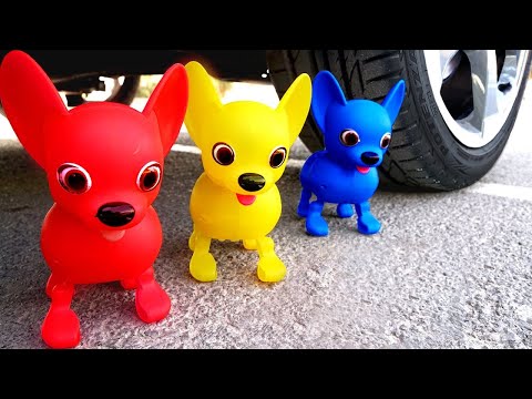 Crushing Experiments! &Car vs Crunchy Rainbow Giant Sline Balloons & Soft Things By Car