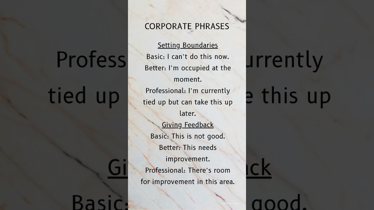 Corporate Phrases to improve your professional English  