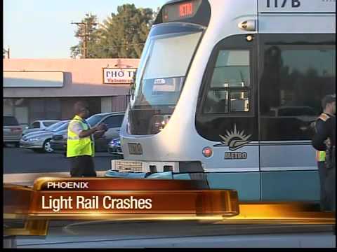 Phoenix light rail crashes - YouTube