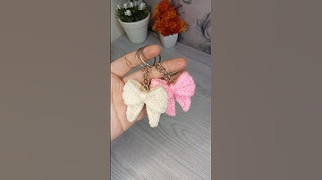 Crochet bow keychain | my new project | full link in dec box #shorts  #crochetbow