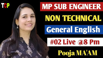 Mp Sub Engineer Non Technical | General English Lec -02 |  pooja maam | Mp Sub Engineer Crash Course