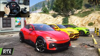 GTA 5 - 2023 Ferrari Purosangue Climbing the Mountain - 715Hp V12 Super SUV OFFROAD CONVOY screenshot 4