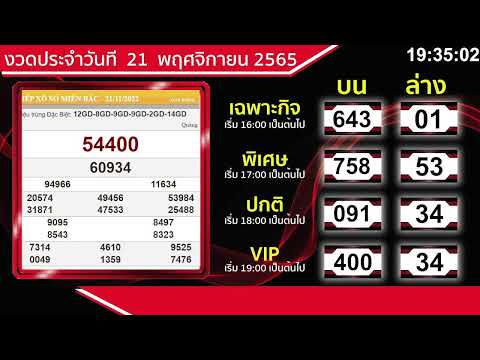 ถ่ายทอดสดผลฮานอย ( เฉาะกิจ พิเศษ ปกติ VIP ) ประจำวันที่ 21/11/65