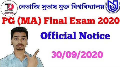 NSOU PG (MA) Exam Notice Official