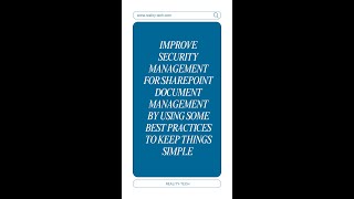 Improve Security management for SharePoint Document Management by using some best practices