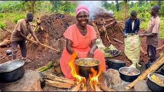 Cold Day Charcoal Harvesting & Outdoor Family Cooking in Our African Village 🌿🔥
