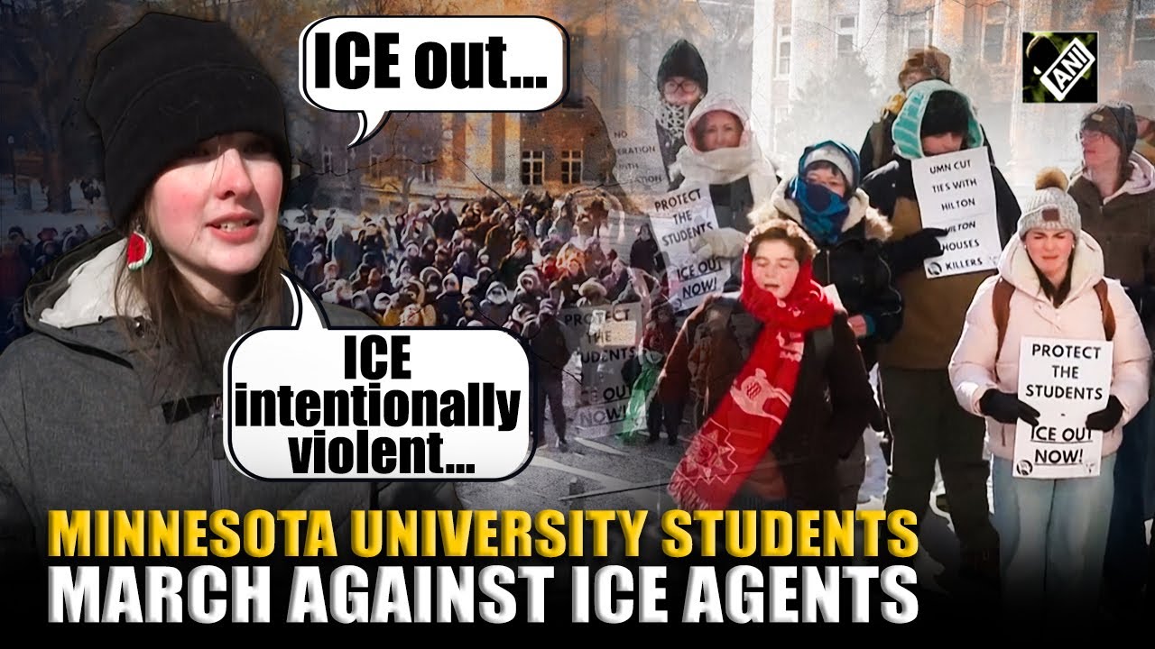 Студенты Миннесотского университета проводят забастовку против ICE (Иммиграционной и таможенной с...