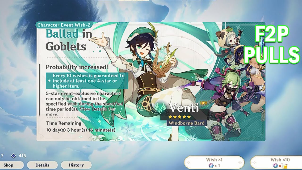 F2P Venti Summons Venti Rerun Banner 3.1 Genshin Impact My Luckiest