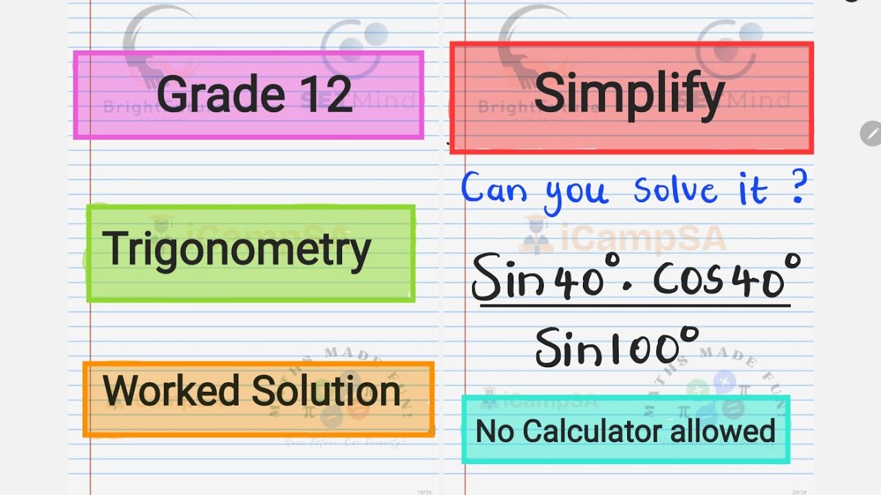 Trigonometry: Simplifying Expressions using Double Angle Identities & Co-ratios