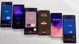 Google Pixel 6 + Sony Xperia 5 + Realme C67 + Samsung S9 + Galaxy S22 + iPhone XR Timer 