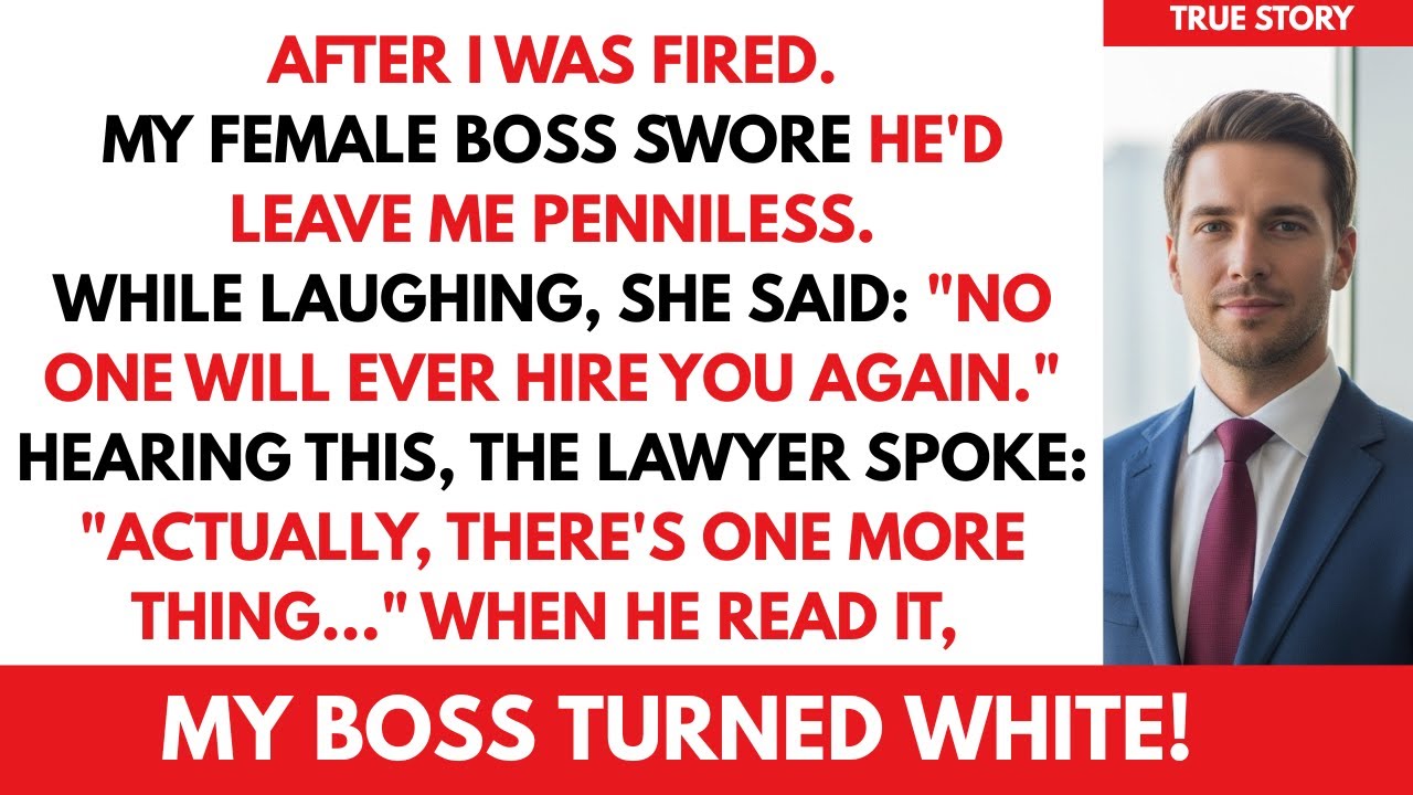 “My Boss Fired Me and Promised I’d Be Penniless — But Lawyer’s Last Sentence Made Her Panic.”