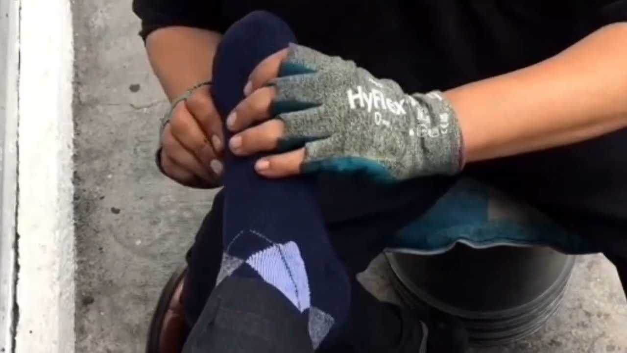 # Asmr Shoe Shine and Massage for tired feet