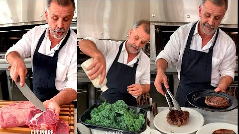 El ojo de bife perfecto y vegetales a la parrilla,...