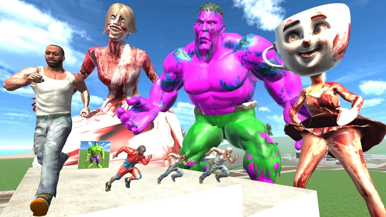 Zombie Hulk, Kamla & Ballerina Cappuccino vs Franklin Family In Indian Bike Driving 3d