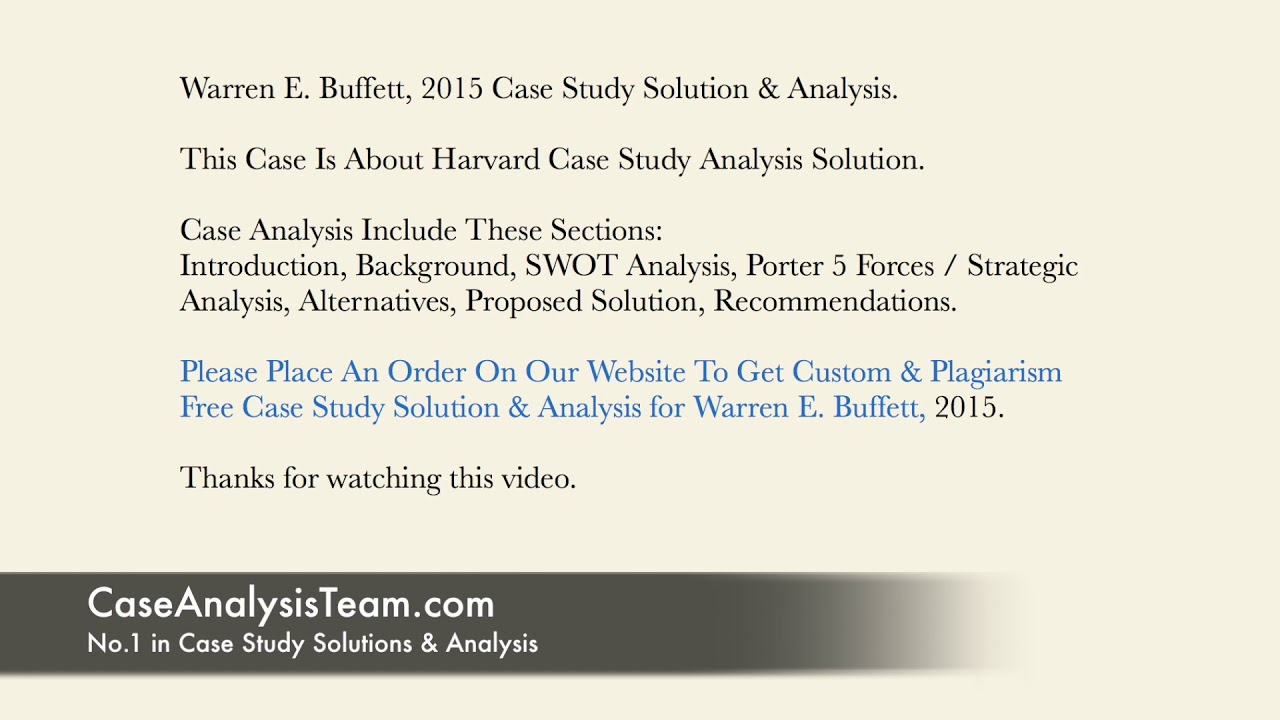 maxresdefault Warren Buffett Media General Case Solution