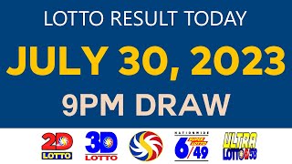 Lotto Result Today JULY 30 2023 9pm Ez2 Swertres 2D 3D 6/49 6/58 PCSO