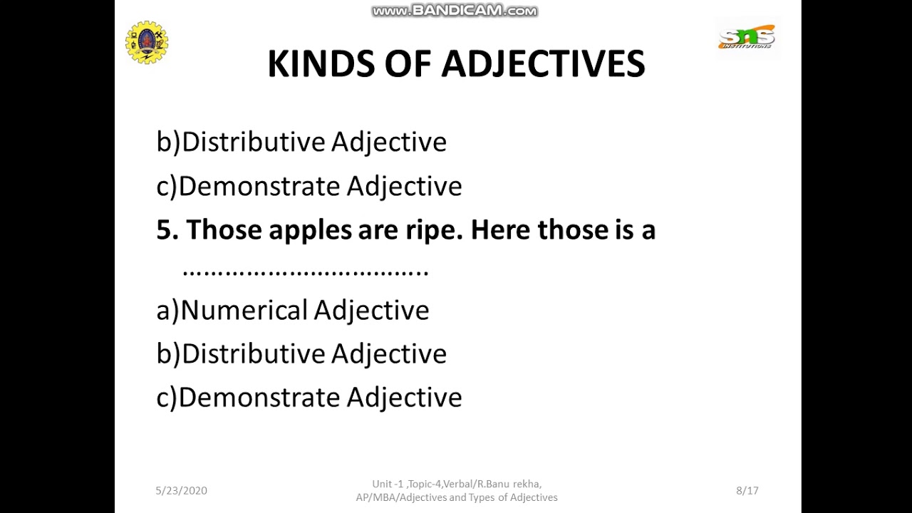 Worksheet - Adjectives and Kinds of Adjectives - YouTube