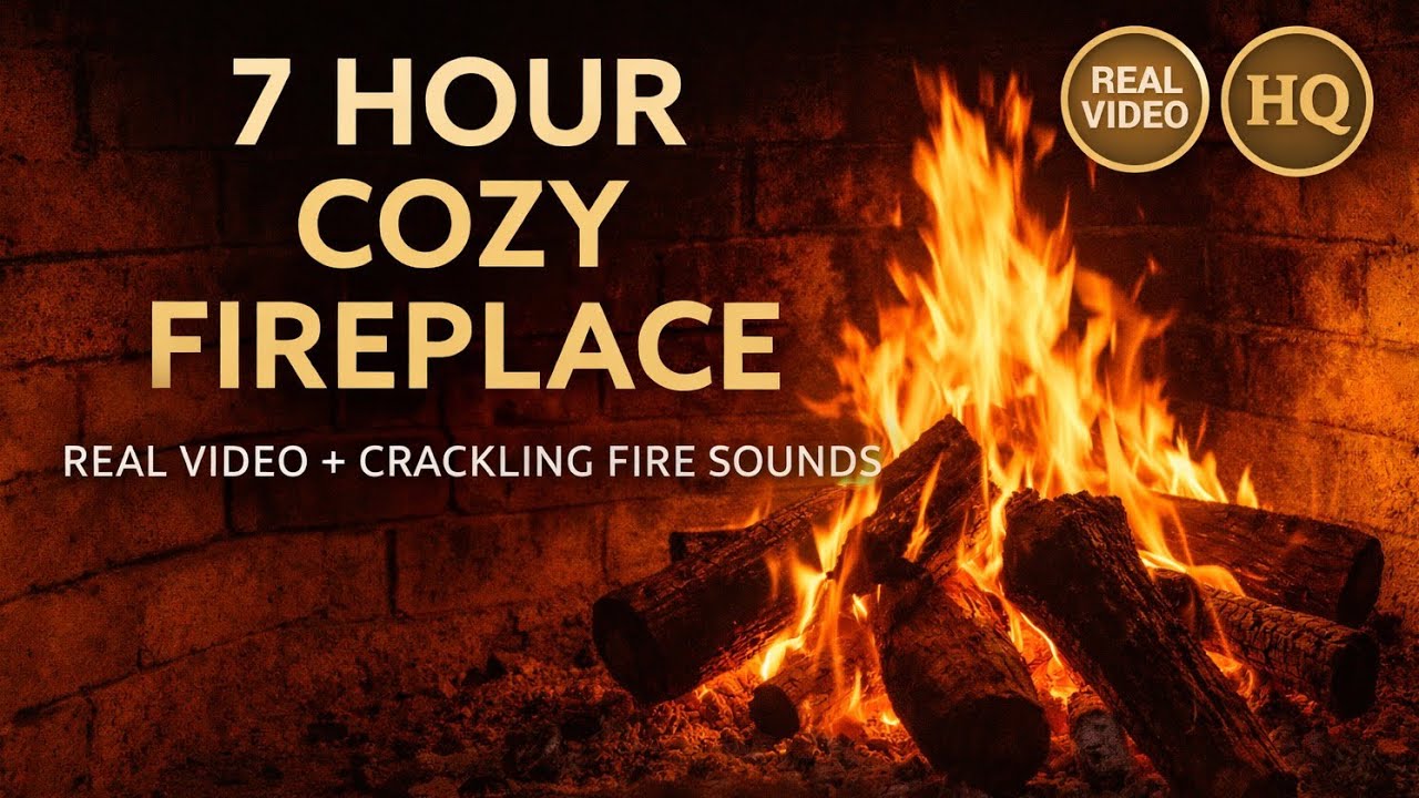 Real Fireplace Video 🔥 7 Hours | Crackling Fire Sounds for Sleep & Relax