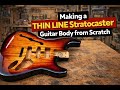 CNC Strat Thinline Build from Scratch | Full Guitar Body Made in VCarve | Free CNC Files Included
