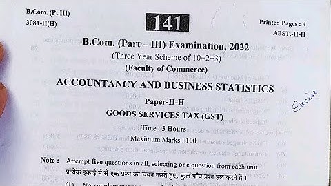 Accountancy And Business Statistics | B.Com 3rd Year 2022 Paper-2H Exam 2022 |Questions Paper Final
