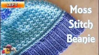 Moss Stitch Beanie Crochet Tutorial - Crochet Beanie Left handed