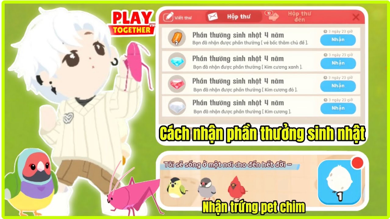tuổi thanh xuân tập 1 Cách nhận miễn phí kim cương xanh đỏ, nhận trứng pet chim và gặp nhiều bọ hiếm | PLAYTOGETHER