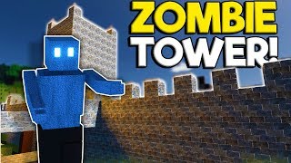 Building The Zombie Defense Tower & Castle Walls!  Colony Survival Multiplayer Gameplay