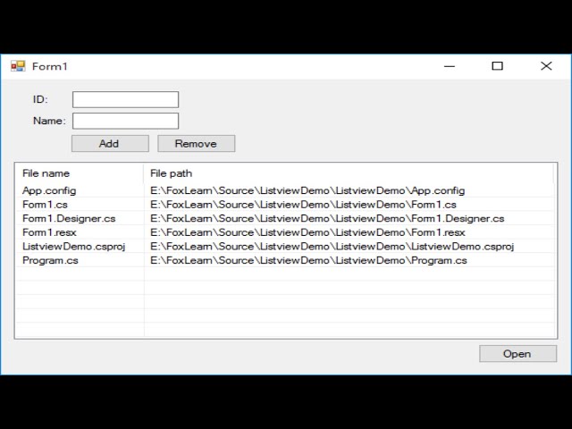 C# Tutorial - ListView Control | FoxLearn class=