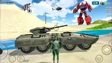 Rope Frog Ninja Hero Vegas Crime Simulator | Tank and robot fighting | Android Gameplay