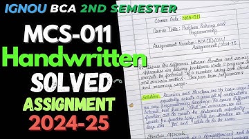 MCS-011 HANDWRITTEN Solved Assignment Jan 2025 || IGNOU BCA 2nd Semester Handwritten Assignment 2025