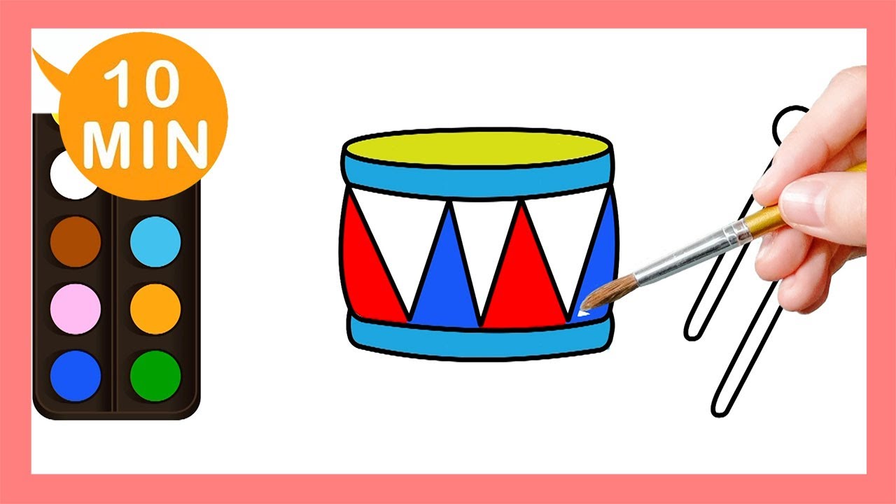 《鼓 Drum》認識顏色Coloring for kids｜Painting｜Coloring｜Drawing｜Art｜【畫畫魔法】YOYO點點名S25｜著色畫兒童節目