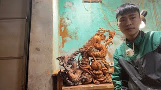 Điêu Khắc Con Rồng Gỗ Trắc Siêu Đẹp/ TON DRAGONS ART