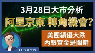 3月28日: 阿里京東或有轉角機會 | 美團績優大跌，後市或有機會? | 內銀資金轉移是關鍵 | 二線科技股換走2隻，另外2隻可留 [中文字幕] #京東 #阿里巴巴 #恒生指數